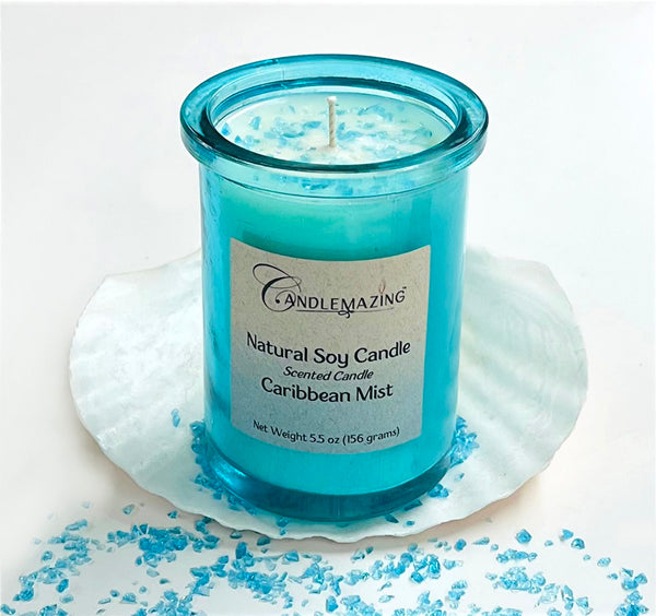 Caribbean Mist Scented Soy Candle with Cork Lid - Candlemazing