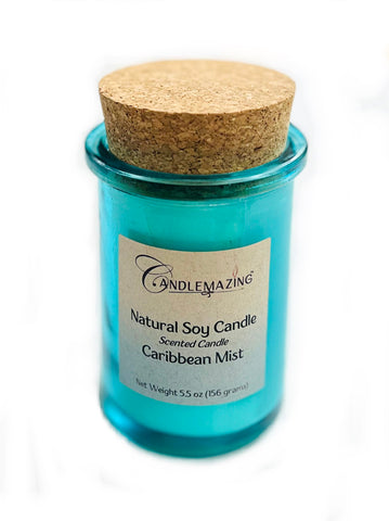 Caribbean Mist Scented Soy Candle with Cork Lid - Candlemazing