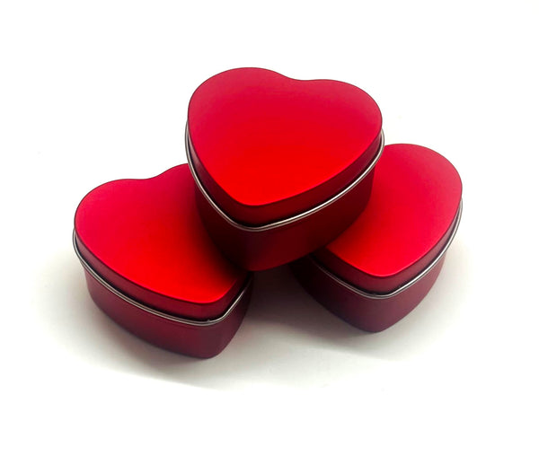 Set of 3 Heart Shaped Tins filled with scented soy candles
