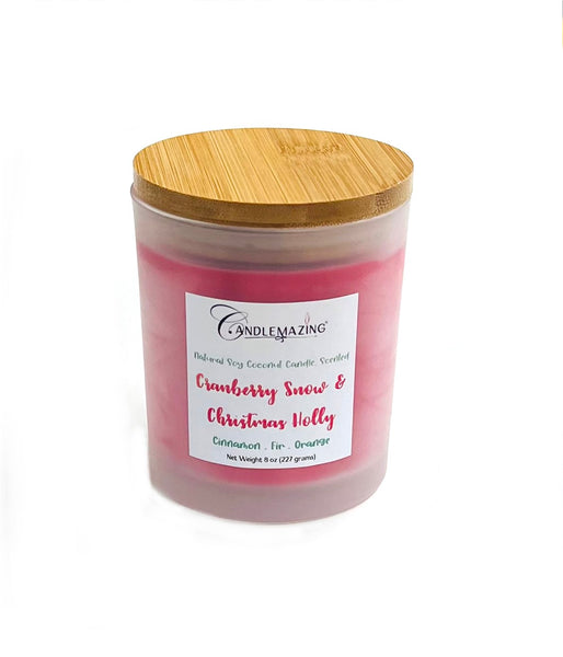 Coconut Soy Blended 8 ounce candle, Cranberry Snow & Christmas Holly Fragrance