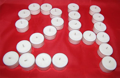 Soy Tealight Candles - 24 Unscented Tealights with 1 clear glass tealight holder included. 100% Soy Wax made in the USA, Hand Poured, Eco Friendly, Biodegradable Soy Wax, Clear Recyclable Cups, Clean Burning Soy Candles, 24 Per Box