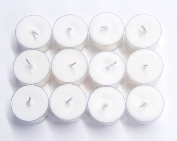 Soy Tealight Candles - 12 Unscented Tealights, Natural Soy Wax, Hand Poured into Clear Recyclable Cups