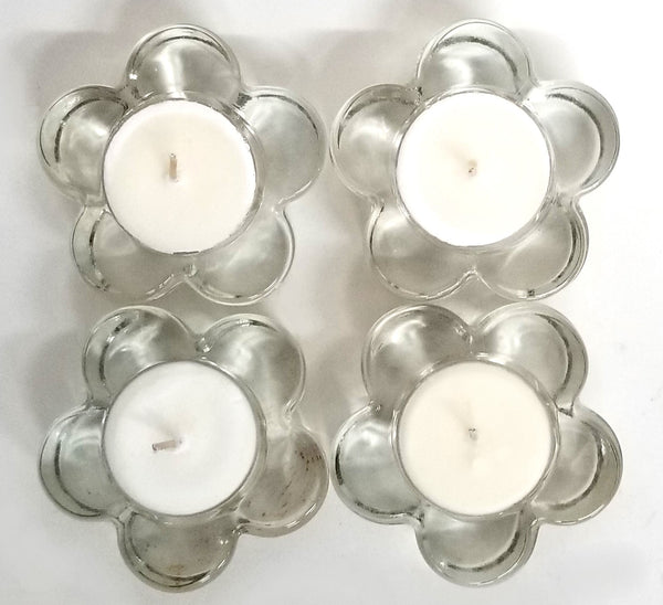 Candlemazing Set of 4 Flower Tealight Holders with soy tealights