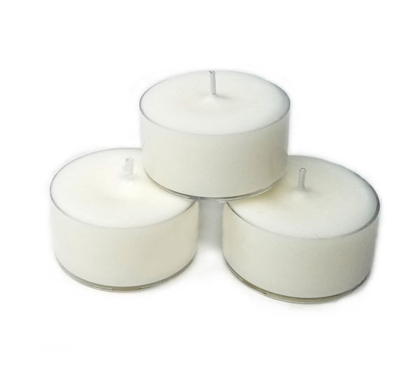 Soy Tealight Candles - 24 Tealights Unscented, 100% Soy Wax, Hand Poured, Clear Recyclable Cups, 24 Per Box